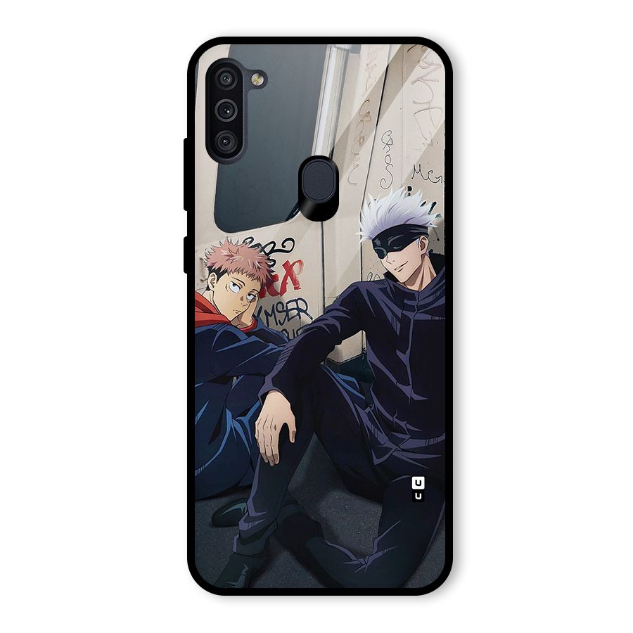 Gojo Itadori Travel Glass Back Case for Galaxy M11