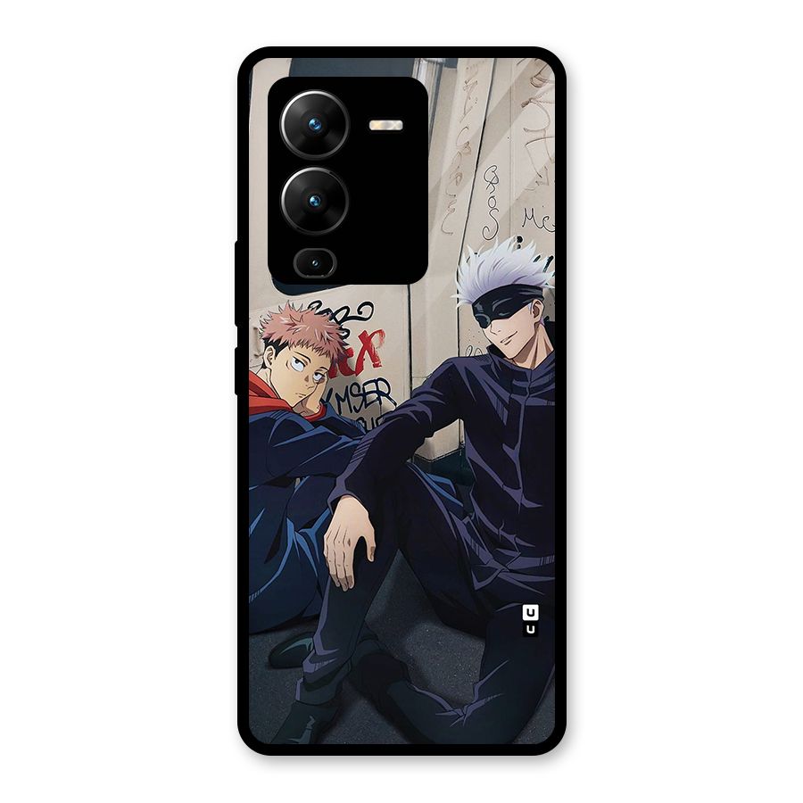 Gojo Itadori Travel Glass Back Case for Vivo V25 Pro