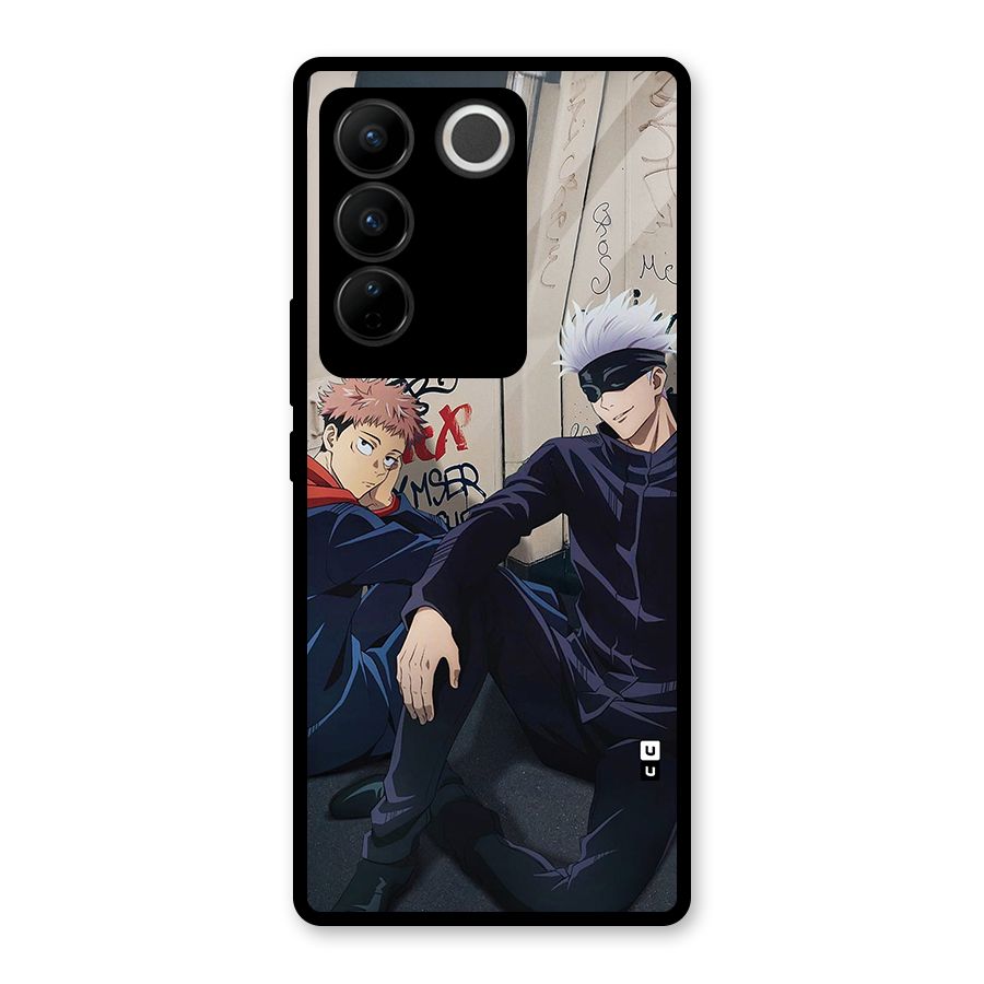Gojo Itadori Travel Glass Back Case for Vivo V27 Pro