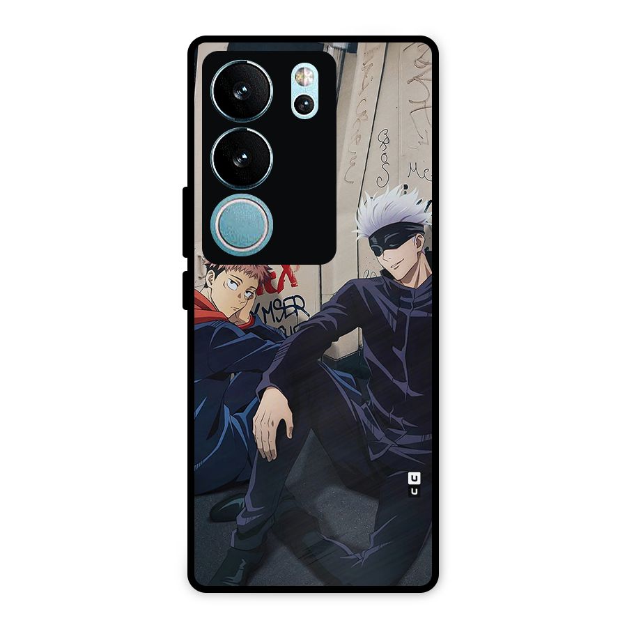 Gojo Itadori Travel Metal Back Case for Vivo V29 Pro