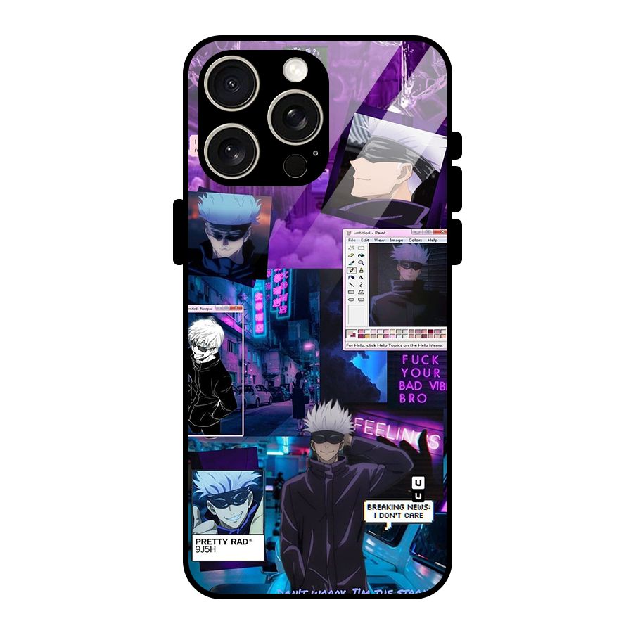 Gojo Quotes Bundle Glass Back Case for iPhone 15 Pro Max