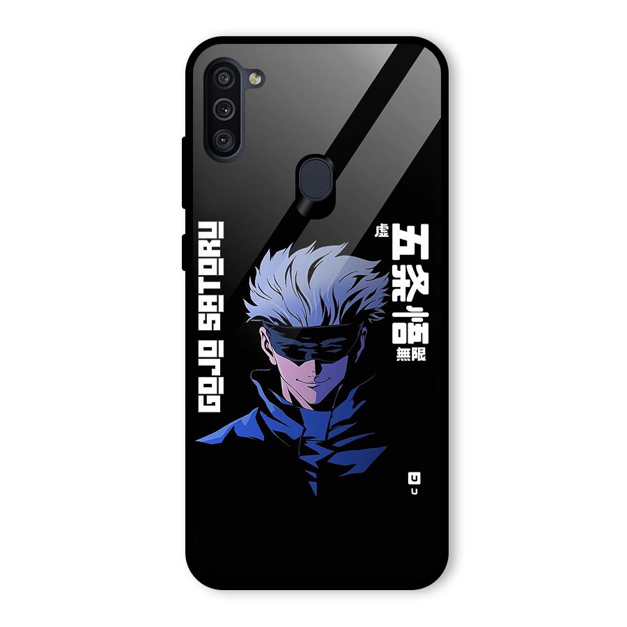 Gojo Sataru Smiles Glass Back Case for Galaxy M11
