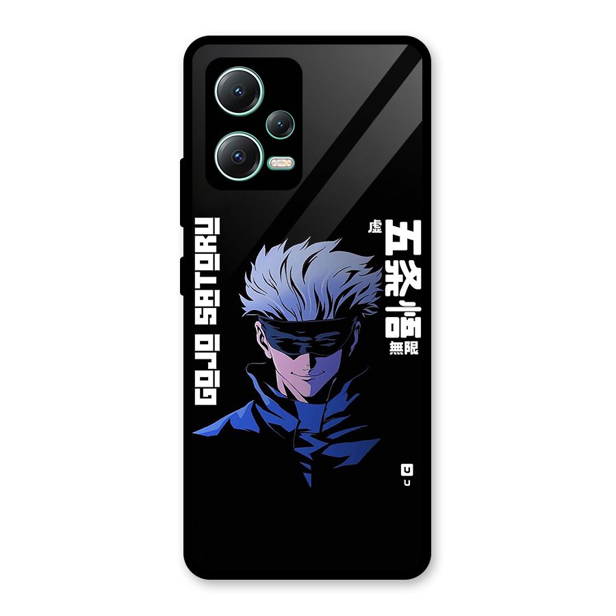 Gojo Sataru Smiles Glass Back Case for Redmi Note 12 5G