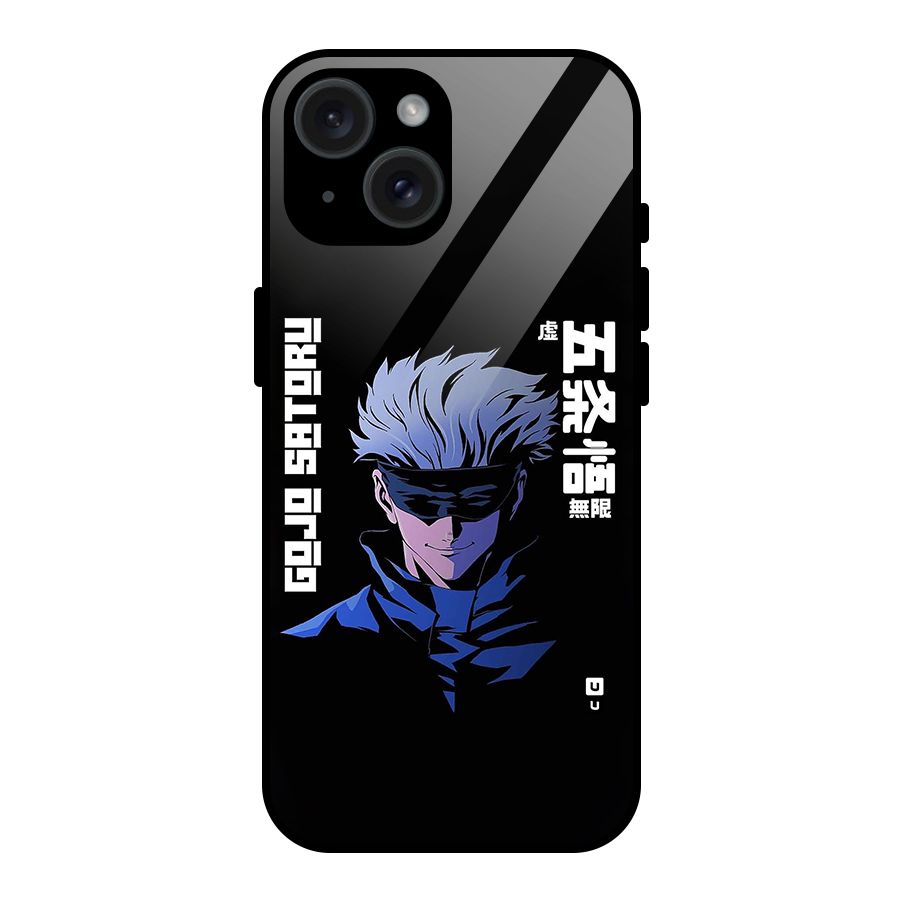 Gojo Sataru Smiles Glass Back Case for iPhone 15