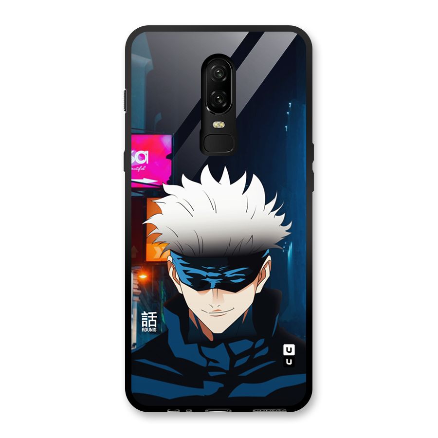 Gojo Smiles Glass Back Case for OnePlus 6