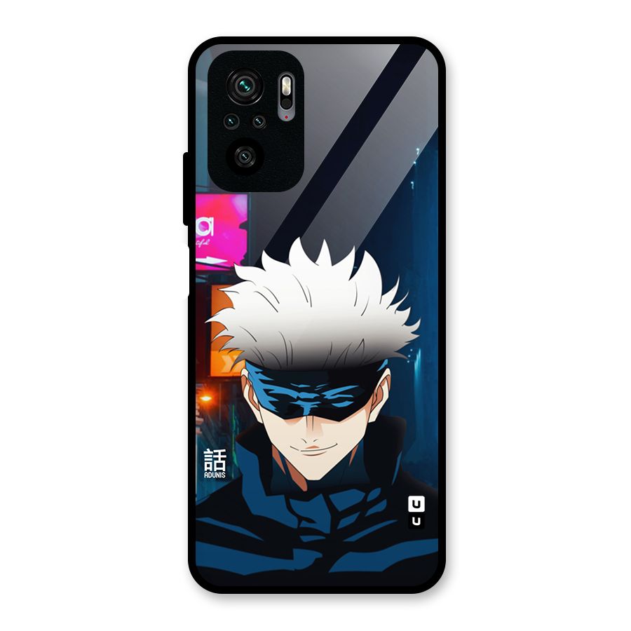 Gojo Smiles Glass Back Case for Redmi Note 10S