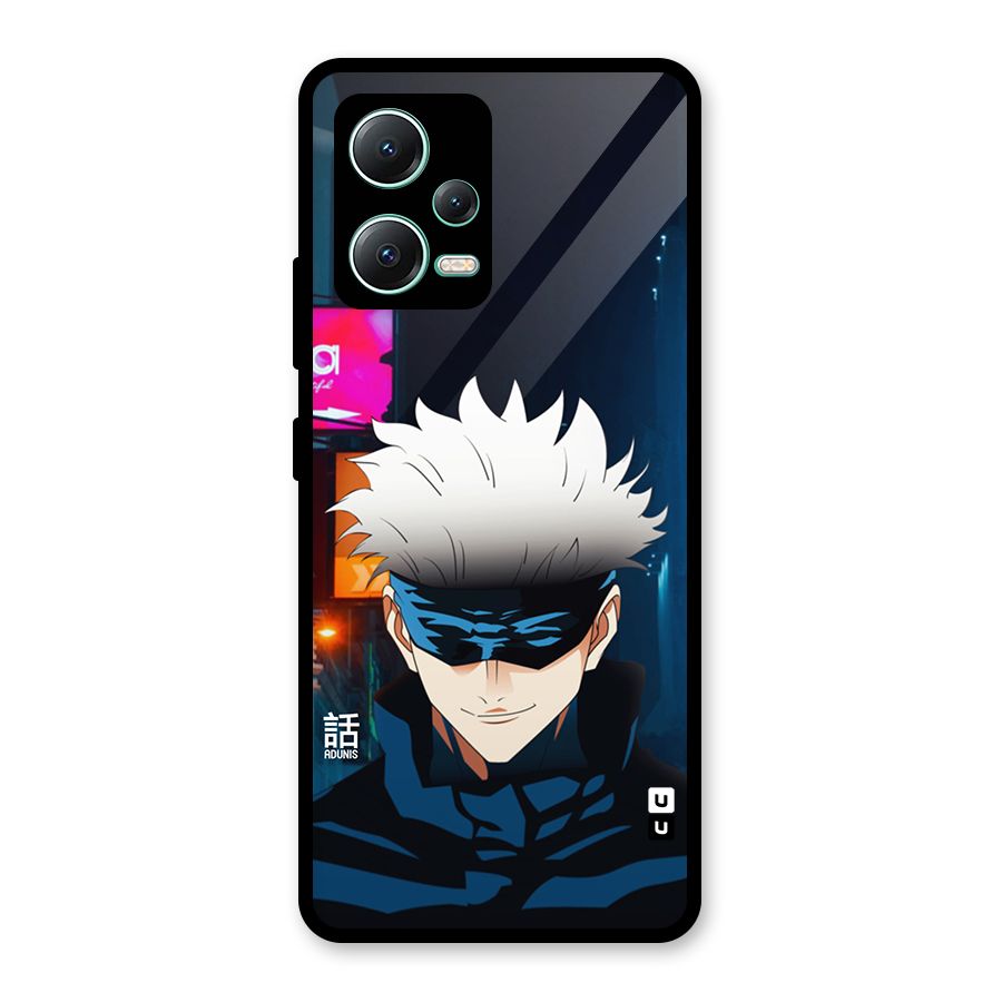 Gojo Smiles Glass Back Case for Redmi Note 12 5G