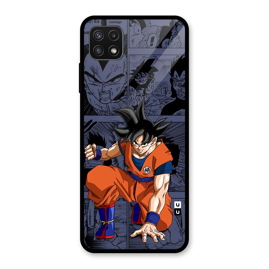 Goku Manga Art Glass Back Case for Galaxy A22 5G