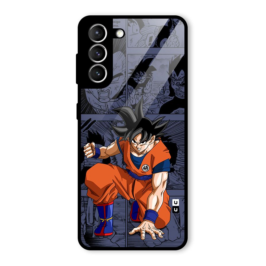 Goku Manga Art Glass Back Case for Galaxy S21 5G