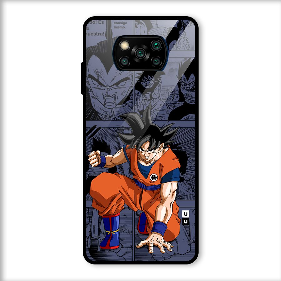 Goku Manga Art Glass Back Case for Poco X3