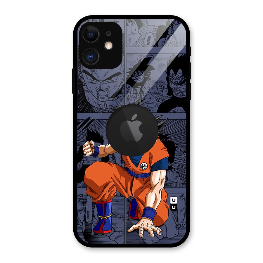 Goku Manga Art Glass Back Case for iPhone 11 Logo Cut
