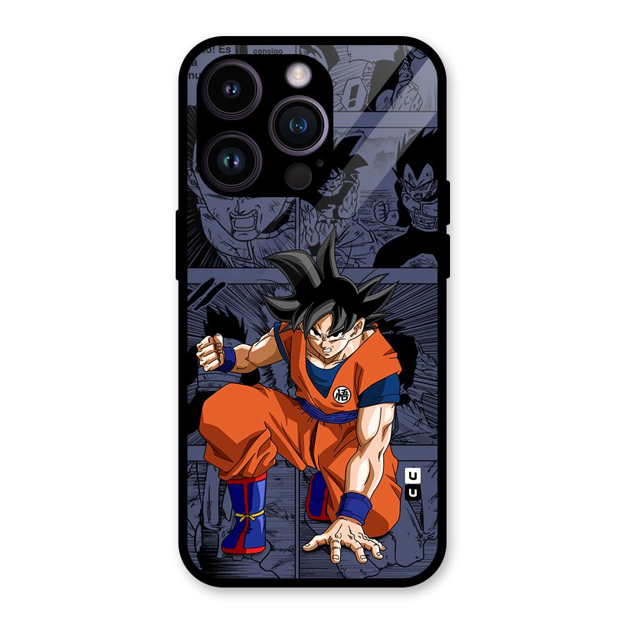 Goku Manga Art Glass Back Case for iPhone 14 Pro