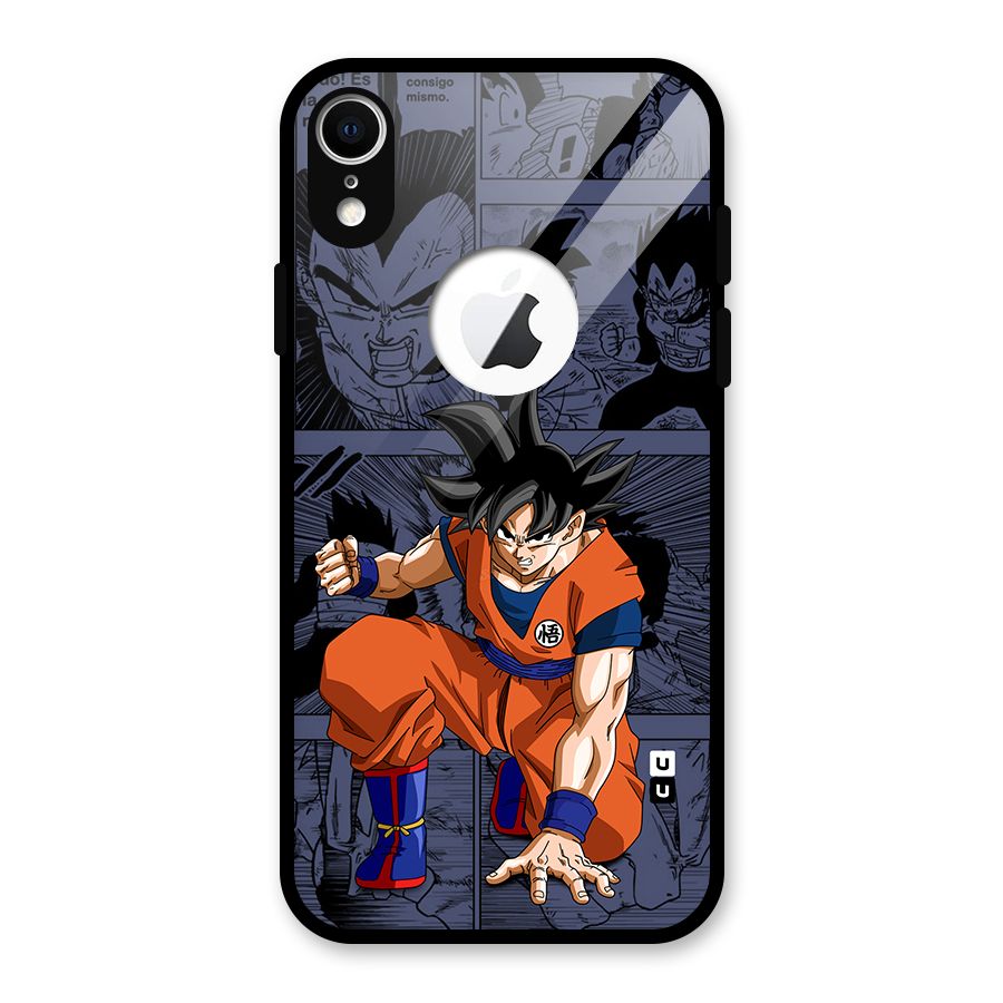 Goku Manga Art Glass Back Case for iPhone XR Logo Cut