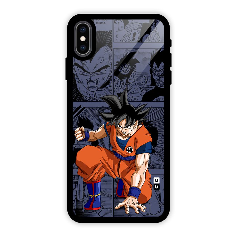 Goku Manga Art Glass Back Case for iPhone XS Max