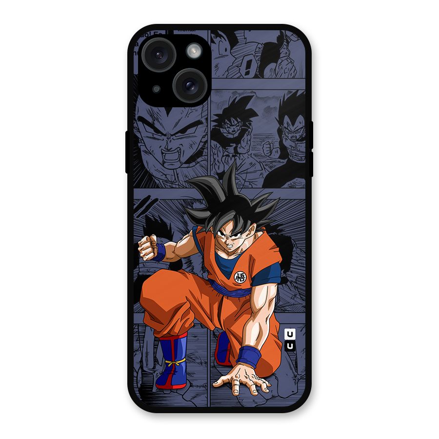 Goku Manga Art Metal Back Case for iPhone 15 Plus