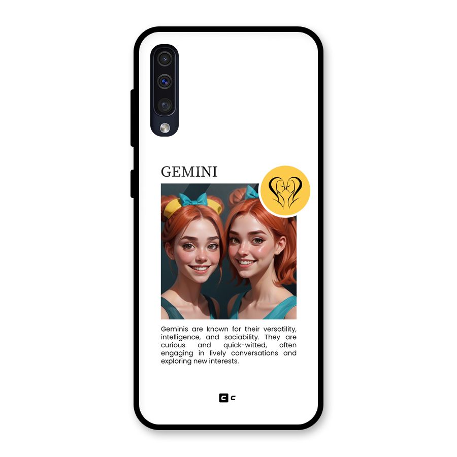 Golden Gemini Glass Back Case for Galaxy A50