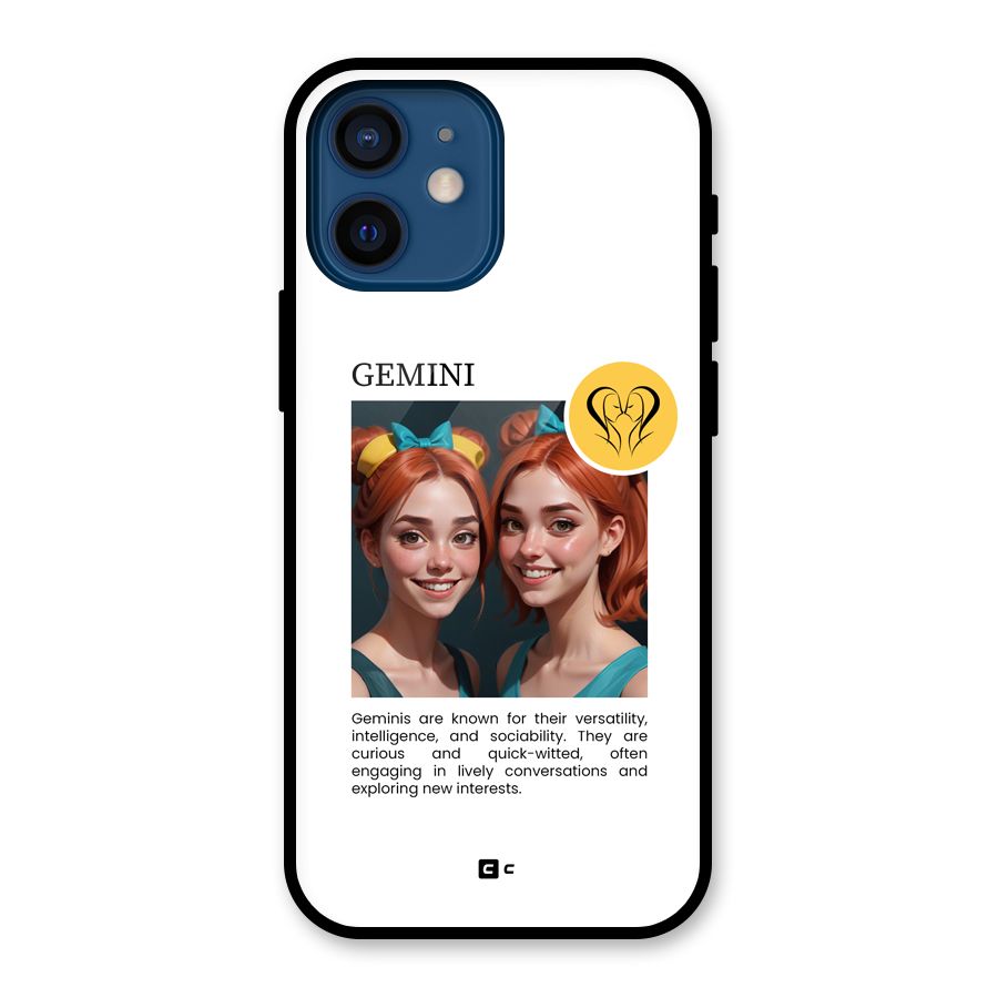 Golden Gemini Glass Back Case for iPhone 12 Mini
