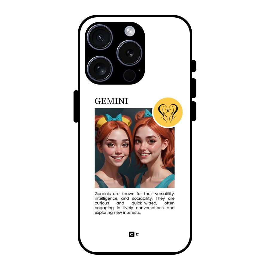 Golden Gemini Glass Back Case for iPhone 15 Pro