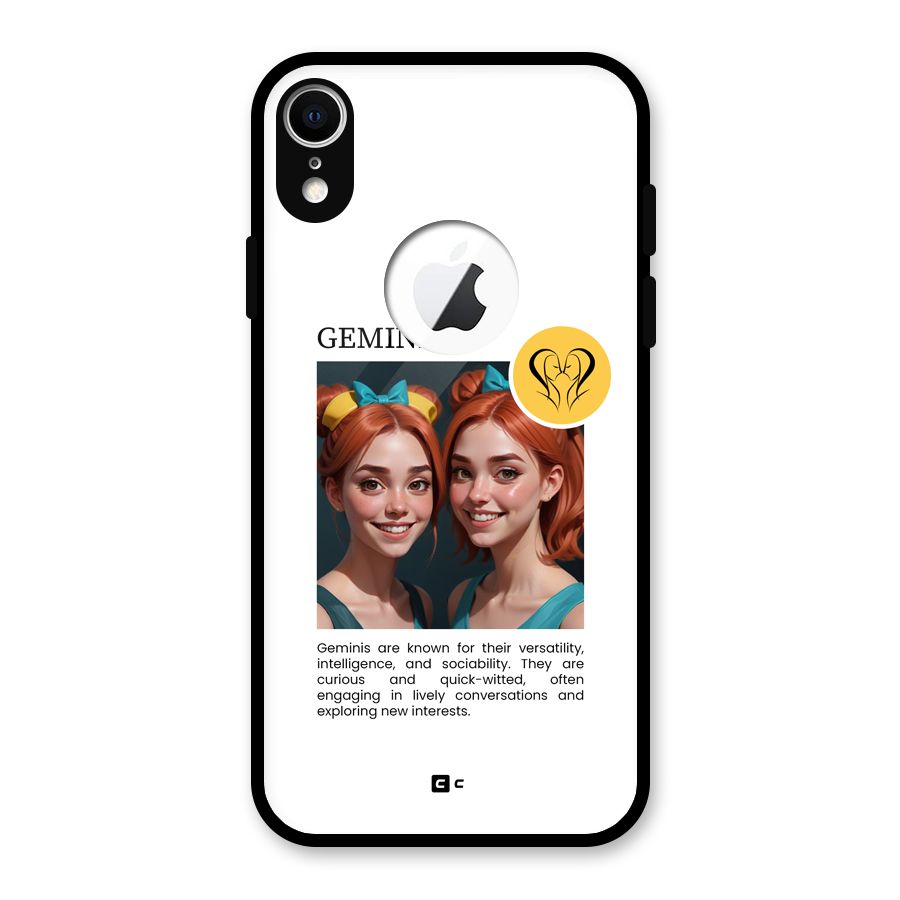 Golden Gemini Glass Back Case for iPhone XR Logo Cut