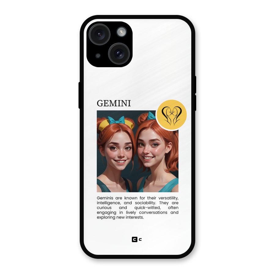 Golden Gemini Metal Back Case for iPhone 15 Plus