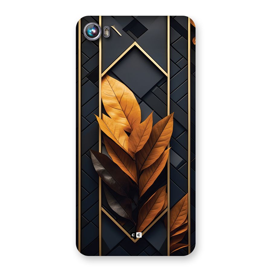 Golden Leaf Pattern Back Case for Canvas Fire 4 (A107)