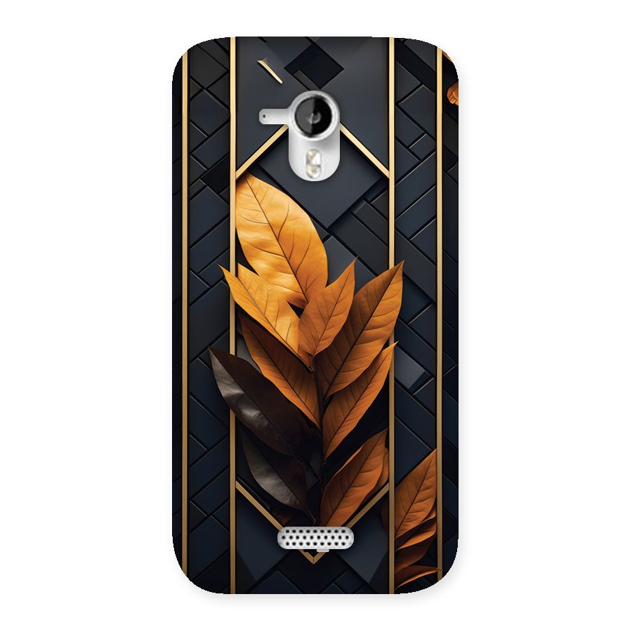 Golden Leaf Pattern Back Case for Canvas HD A116