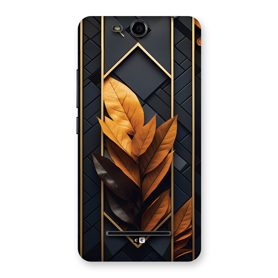 Golden Leaf Pattern Back Case for Canvas Juice 3 Q392