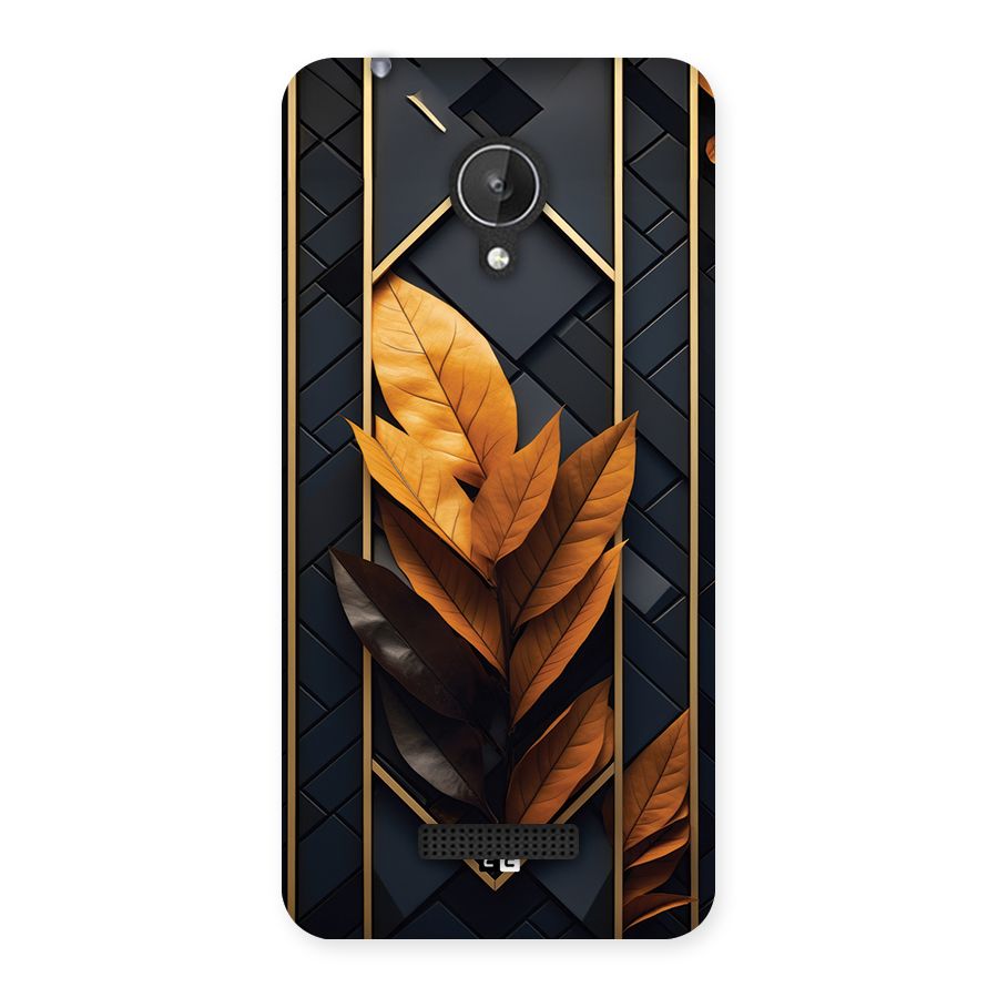 Golden Leaf Pattern Back Case for Canvas Spark Q380