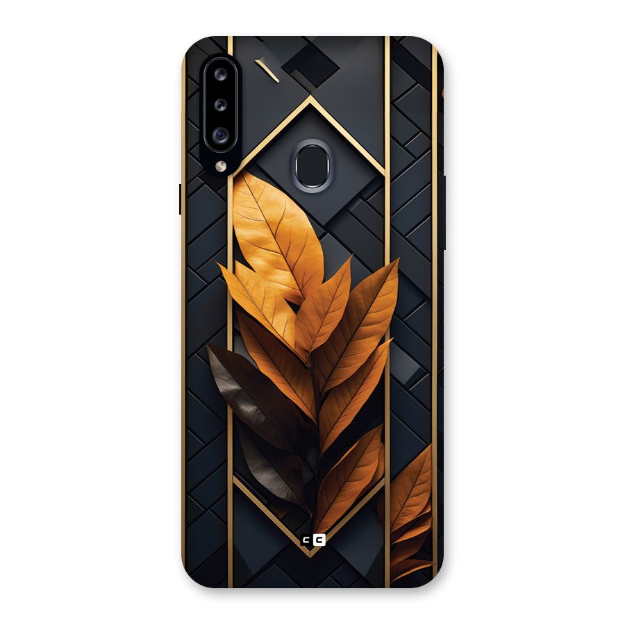 Golden Leaf Pattern Back Case for Galaxy A20s