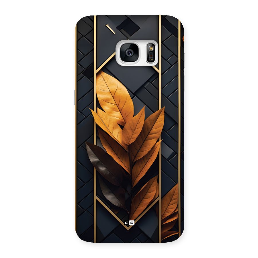 Golden Leaf Pattern Back Case for Galaxy S7 Edge