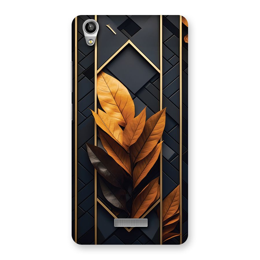 Golden Leaf Pattern Back Case for Lava Pixel V1