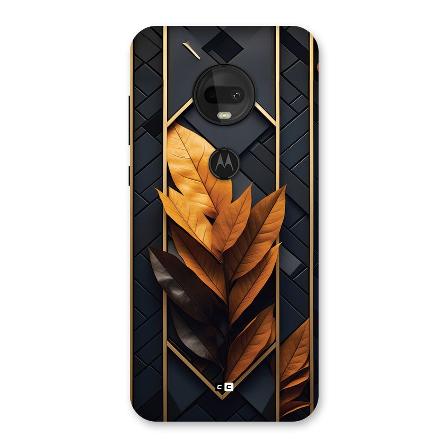 Golden Leaf Pattern Back Case for Moto G7