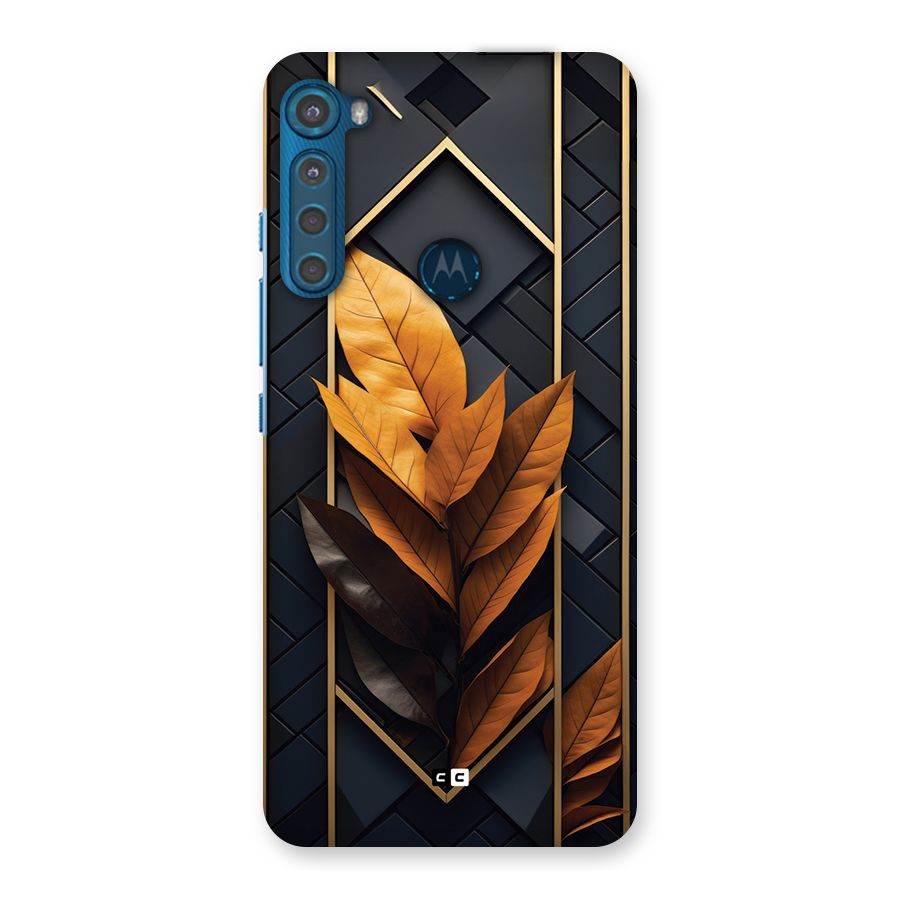 Golden Leaf Pattern Back Case for Motorola One Fusion Plus