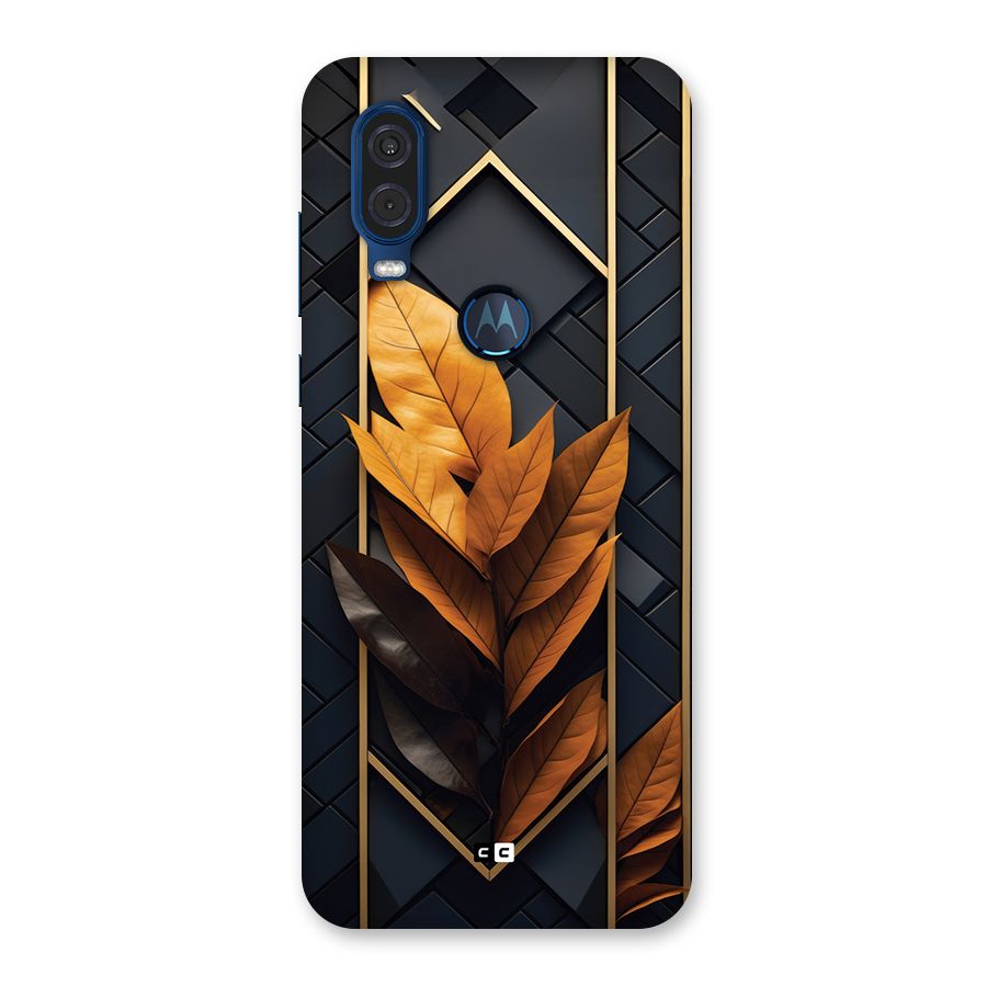 Golden Leaf Pattern Back Case for Motorola One Vision