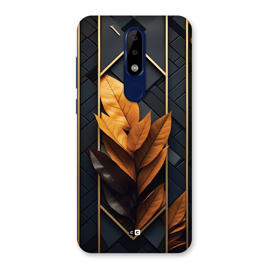 Golden Leaf Pattern Back Case for Nokia 5.1 Plus