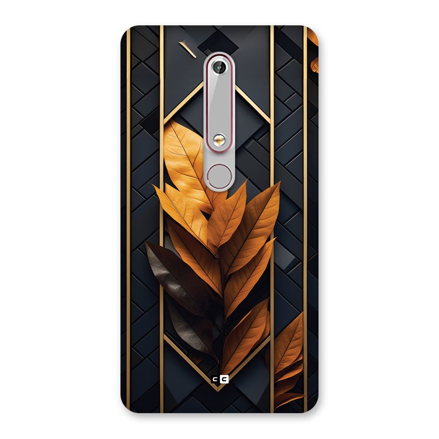 Golden Leaf Pattern Back Case for Nokia 6.1