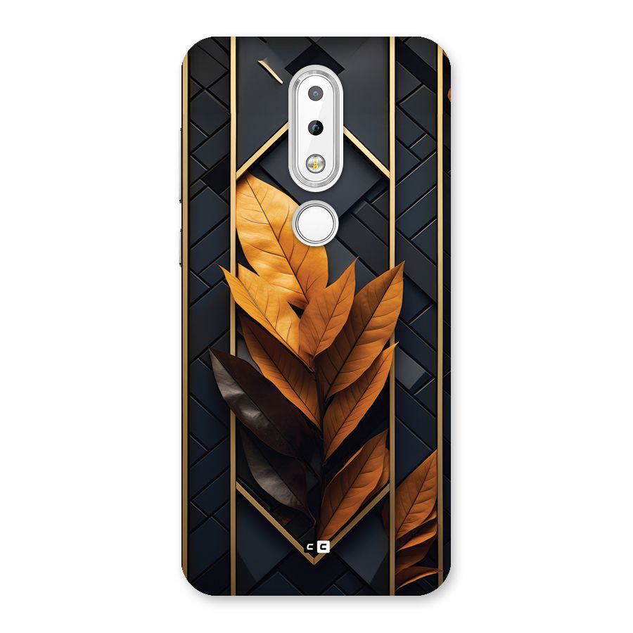 Golden Leaf Pattern Back Case for Nokia 6.1 Plus