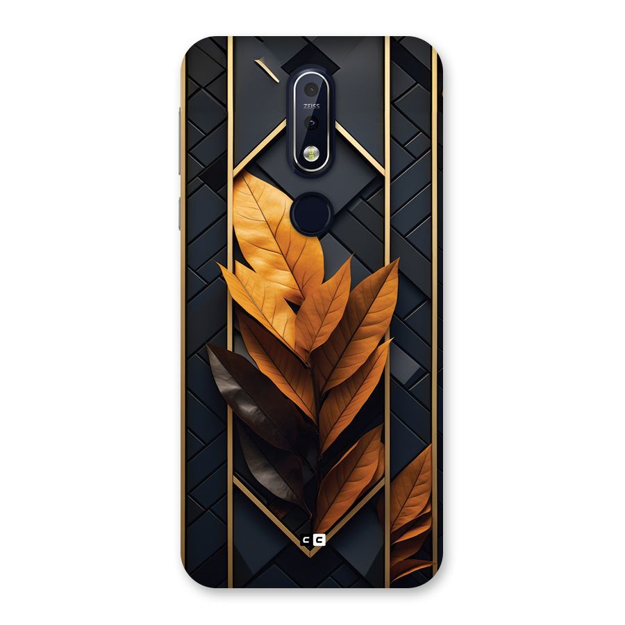 Golden Leaf Pattern Back Case for Nokia 7.1