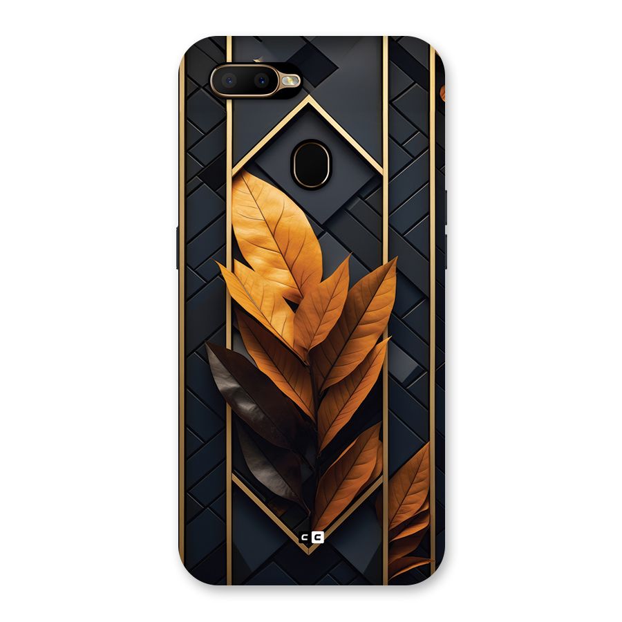 Golden Leaf Pattern Back Case for Oppo A5s