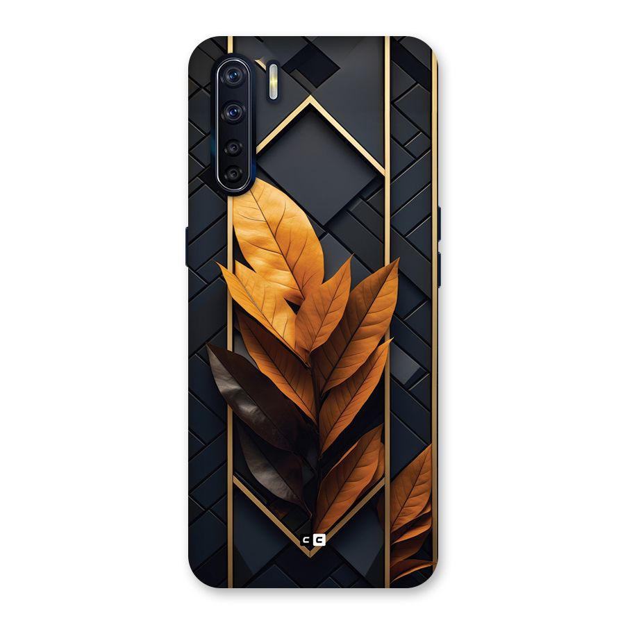 Golden Leaf Pattern Back Case for Oppo F15