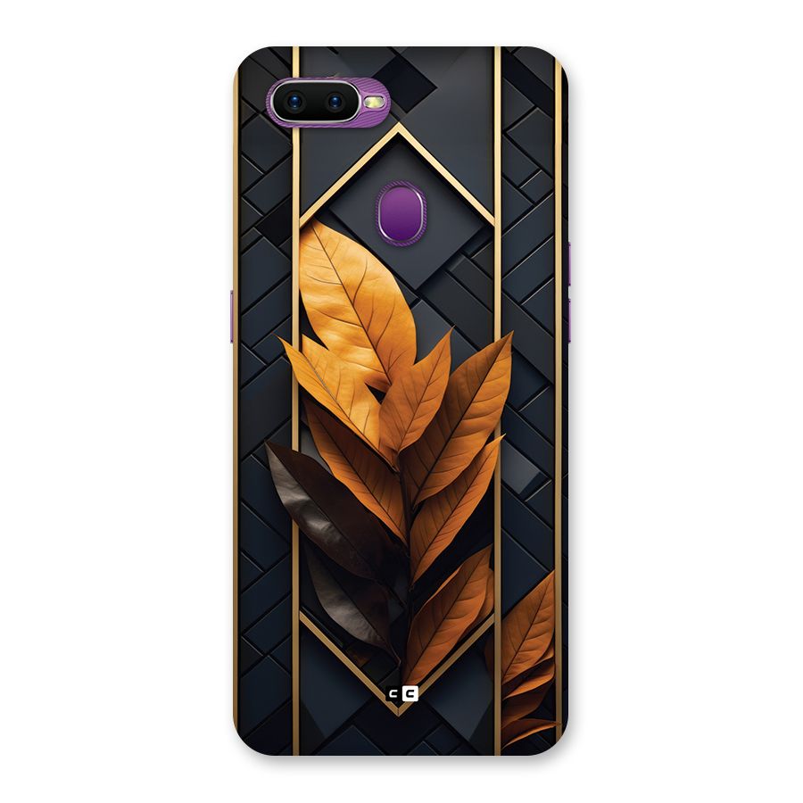 Golden Leaf Pattern Back Case for Oppo F9