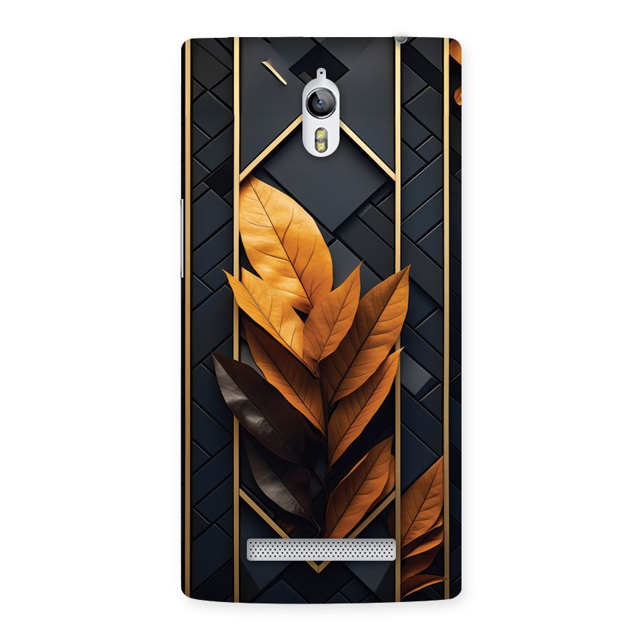 Golden Leaf Pattern Back Case for Oppo Find 7