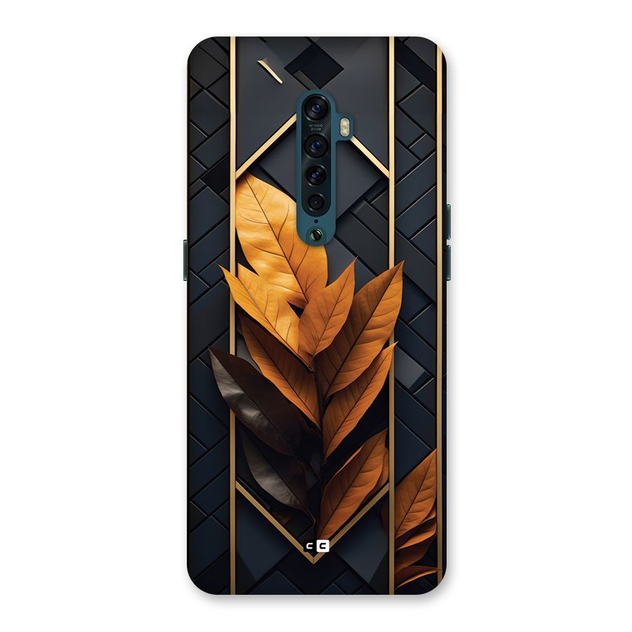 Golden Leaf Pattern Back Case for Oppo Reno2