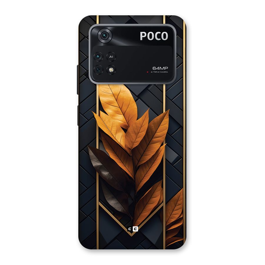 Golden Leaf Pattern Back Case for Poco M4 Pro 4G