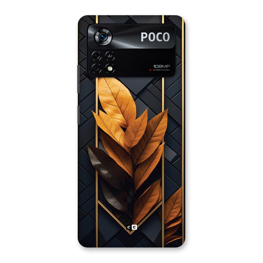 Golden Leaf Pattern Back Case for Poco X4 Pro 5G
