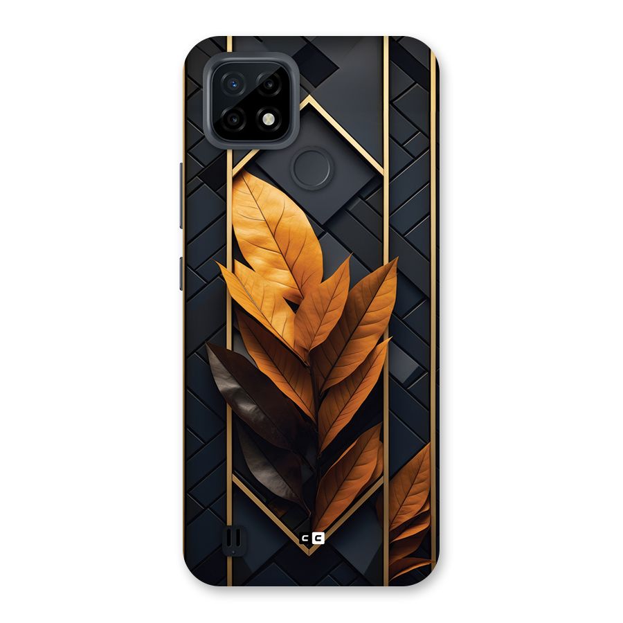 Golden Leaf Pattern Back Case for Realme C21