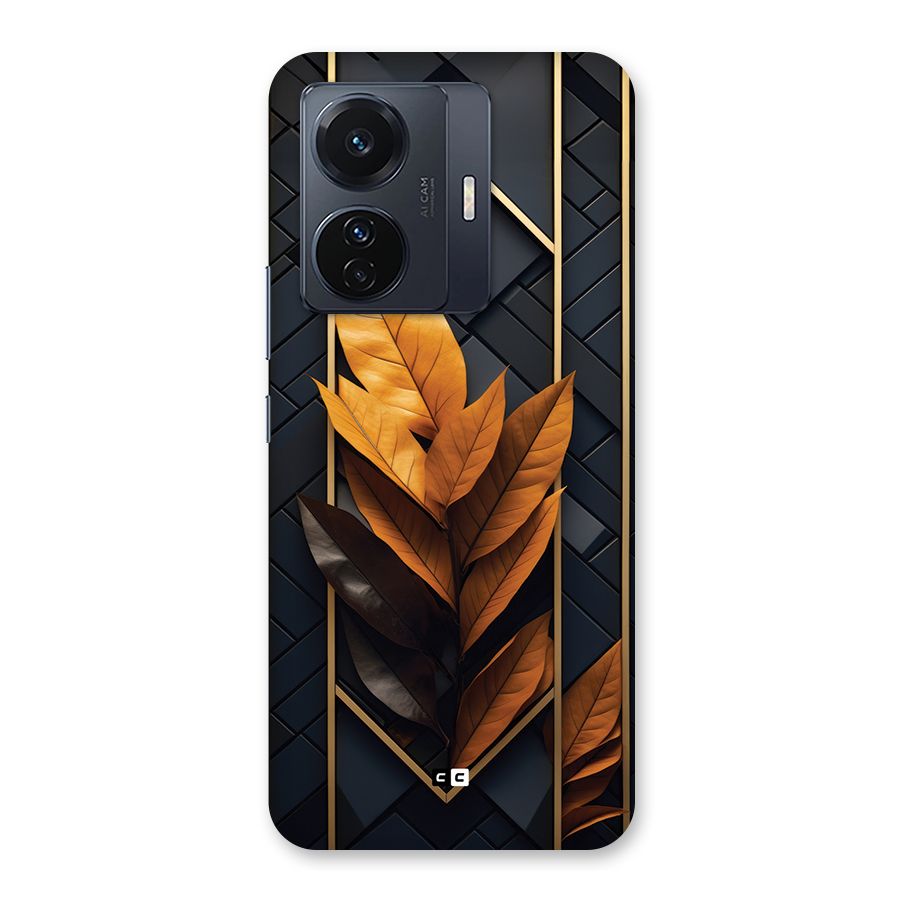 Golden Leaf Pattern Back Case for Vivo T1 Pro