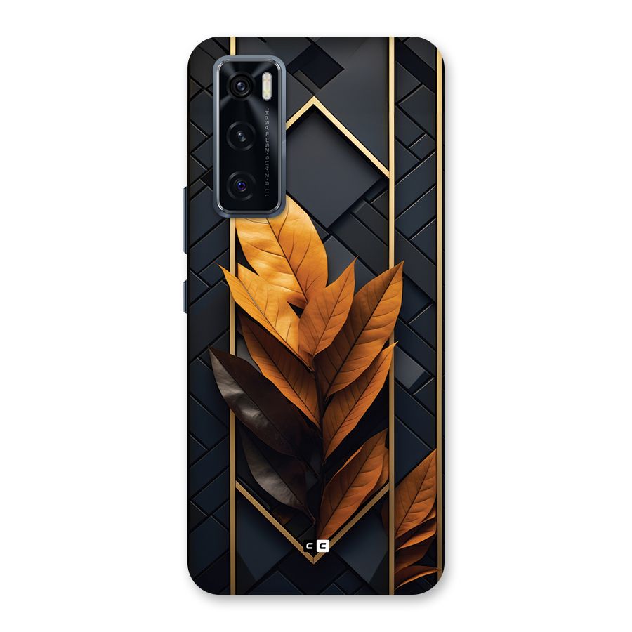 Golden Leaf Pattern Back Case for Vivo V20 SE