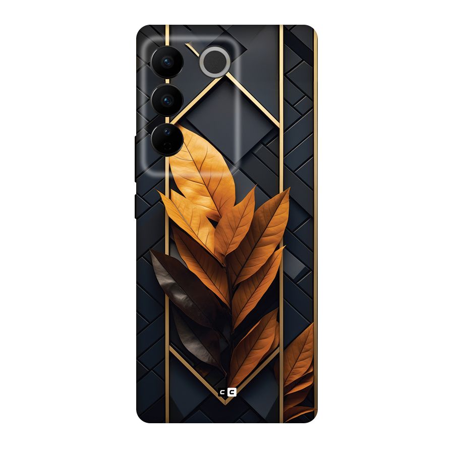 Golden Leaf Pattern Back Case for Vivo V27