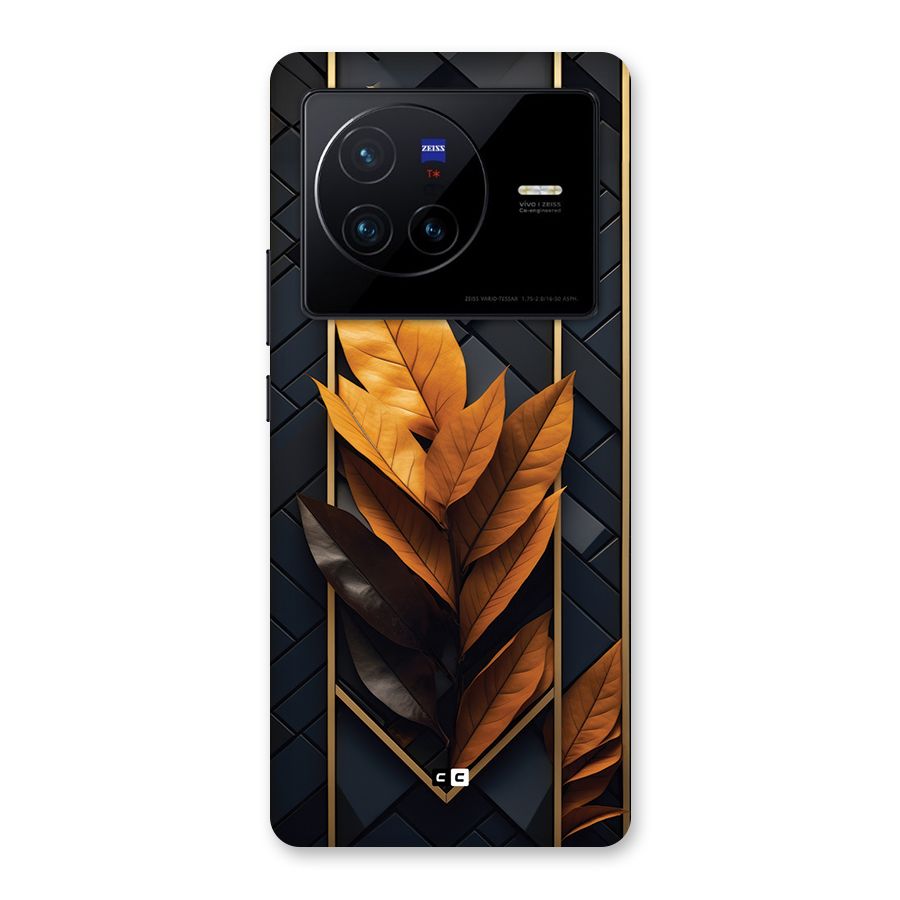 Golden Leaf Pattern Back Case for Vivo X80